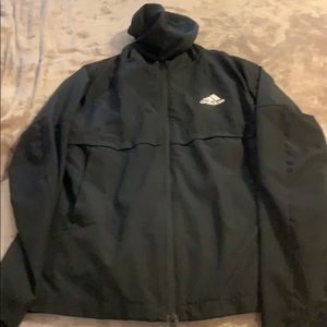 MENS ADIDAS WINDBREAKER JACKET BLACK WITH HOOD M